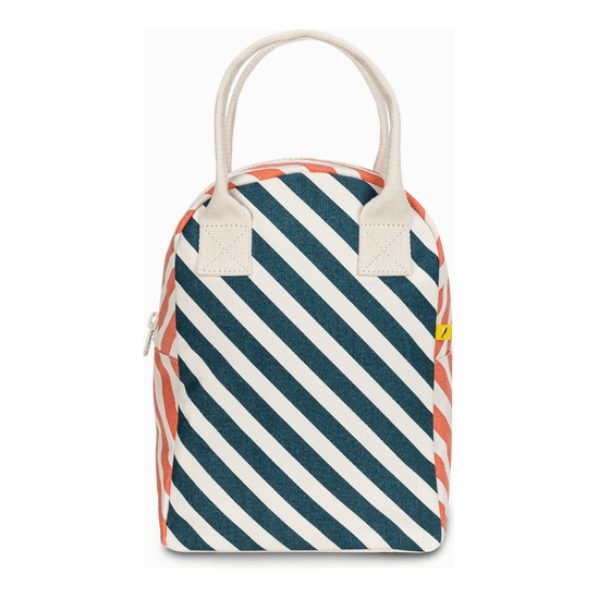 Blue and white striped lunch bag online