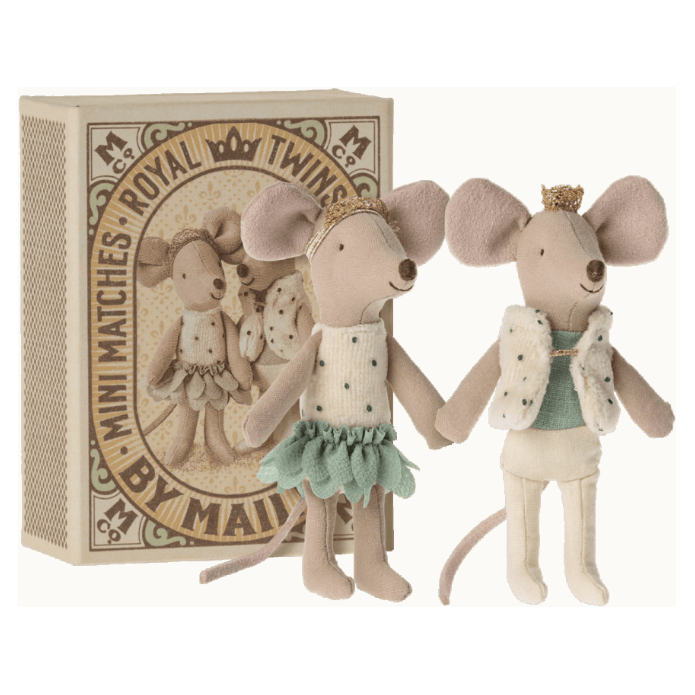 Maileg Winter Mice Twins Little Brother and Sister with House