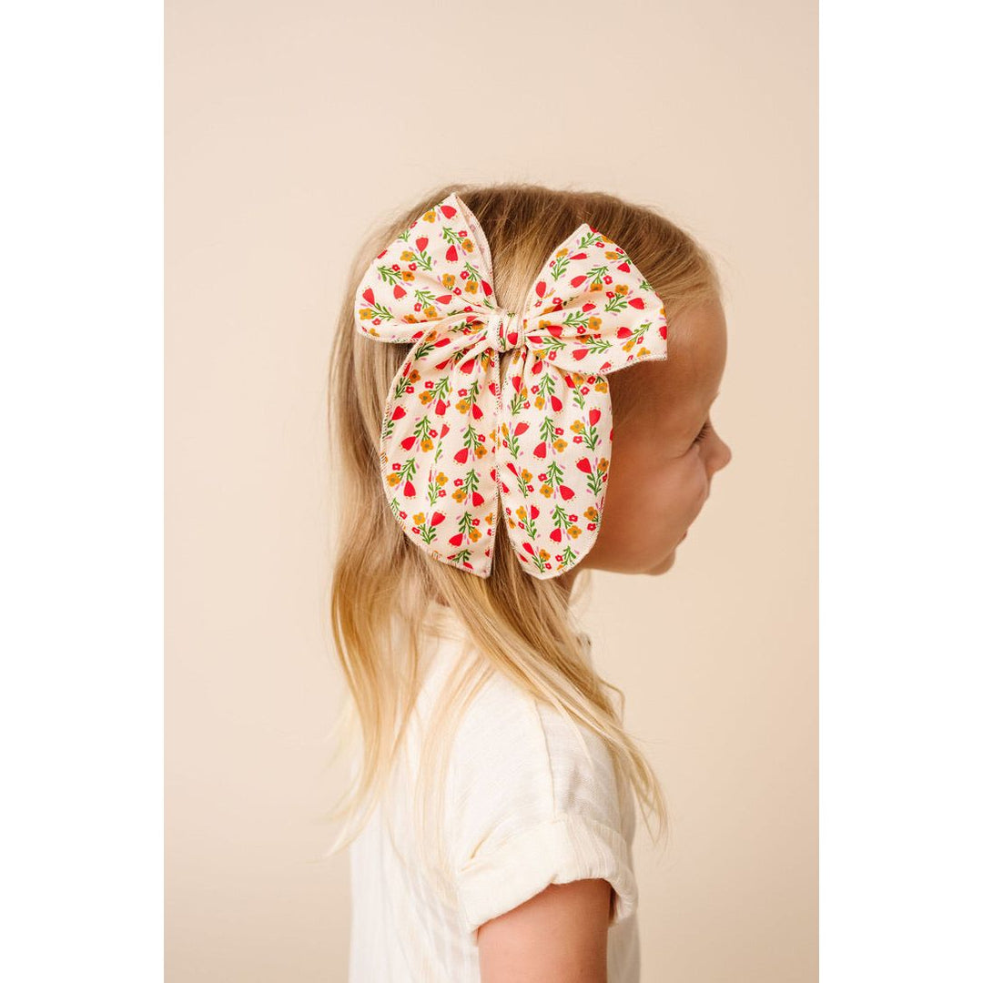 Lou Lou & Company Heirloom Bow Clip- Red Floral Clip Large Hair clip Lou Lou & Company   