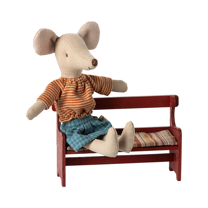 Maileg Bench, Mouse - Red Dollhouses and Access. Maileg   