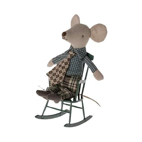 Maileg Rocking Chair, Mouse- Dark Green Dollhouses and Access. Maileg   