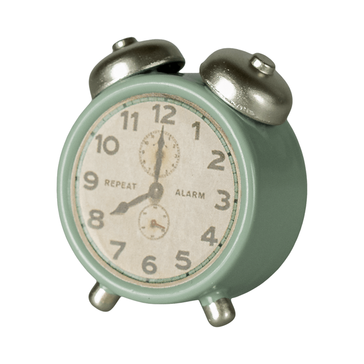 Maileg Alarm clock, Mouse - Mint Dollhouses and Access. Maileg