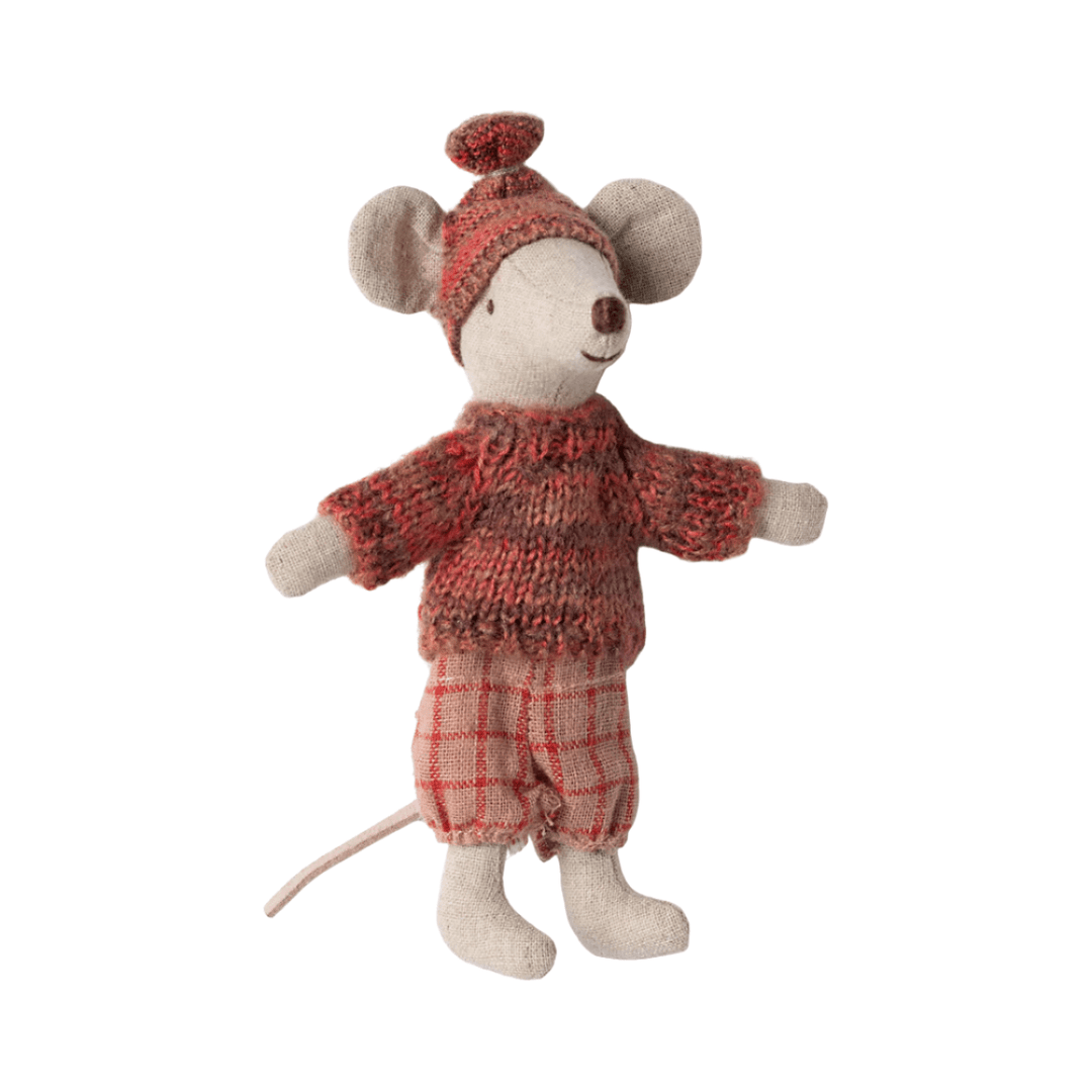 Maileg Winter Mouse with Ski Set Big Sister, Rose Dolls Maileg   