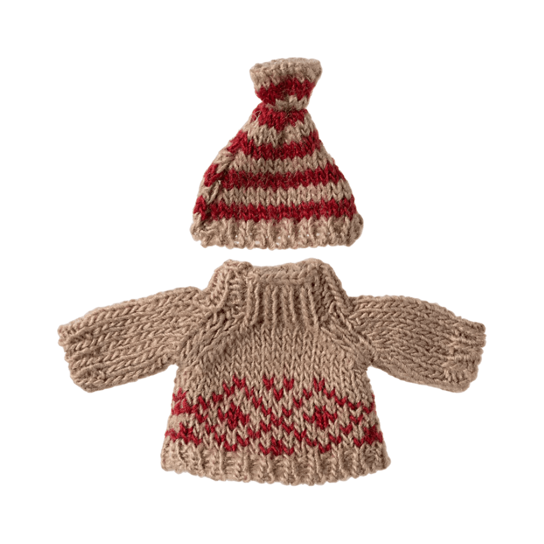 Maileg Knitted Sweater and hat, Mum mouse Dolls Maileg   