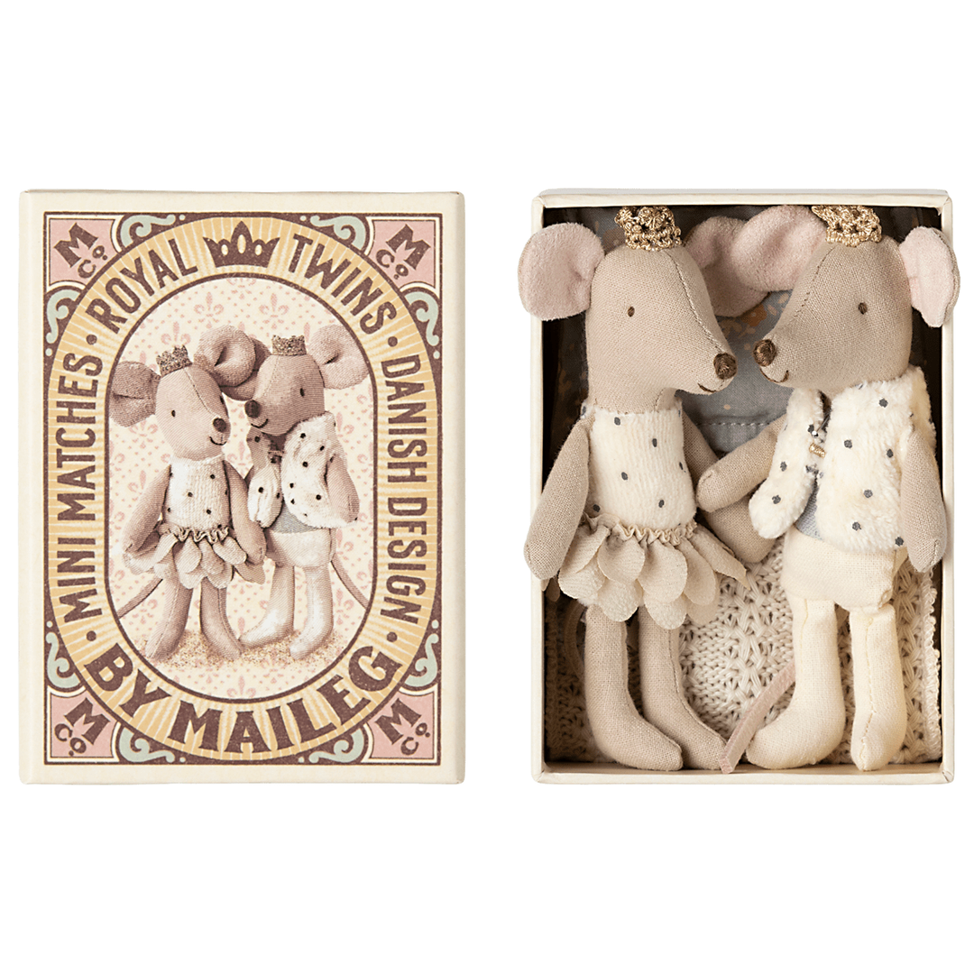 Maileg Royal twin mice, Little sister and brother in matchbox - NEW Mice Maileg