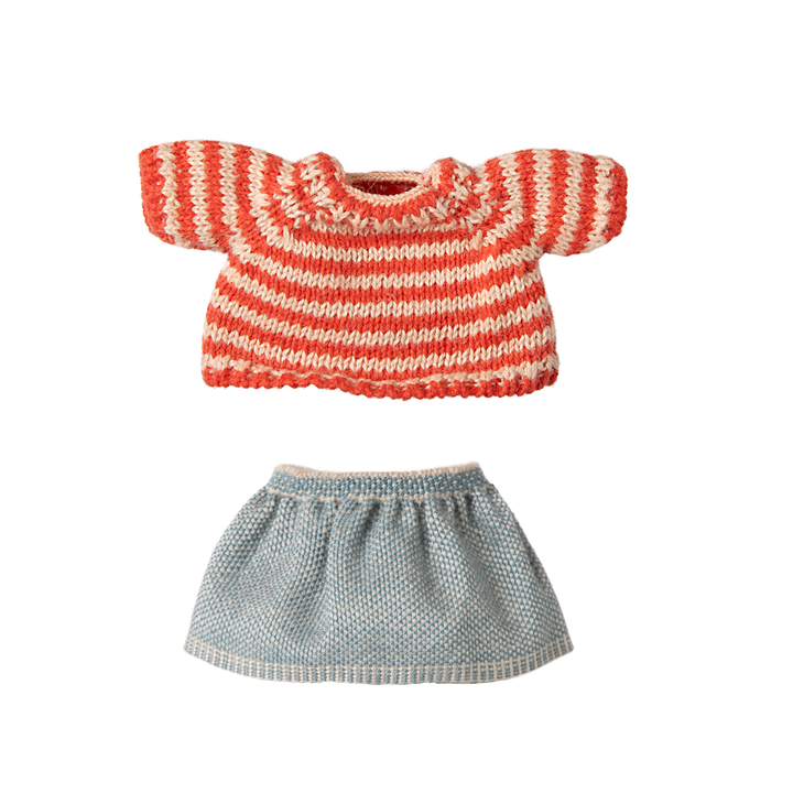 Maileg Knitted sweater and skirt, Big sister mouse Mice Clothing Maileg