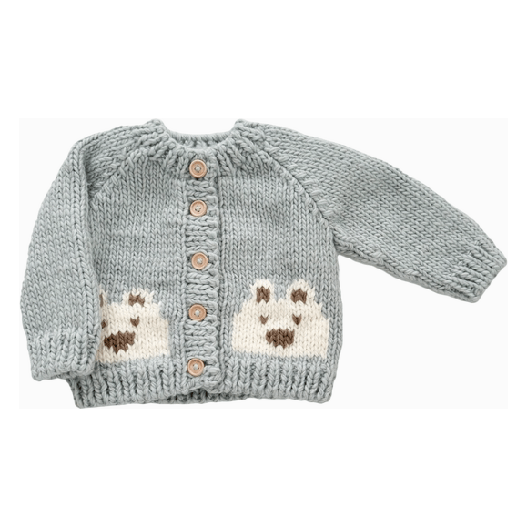 Blueberry Hill Bear Cardigan, Bowie Grey Sweater The Blueberry Hill   