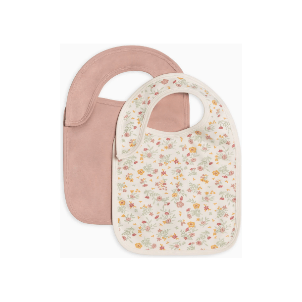 Colored Organics 2-Pack Bibs - Bianca Floral / Dusty Mauve Bib Colored Organics   