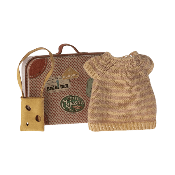 Maileg Knitted Dress & Bag in Suitcase, Mouse - Big Sister Mice Clothing Maileg   