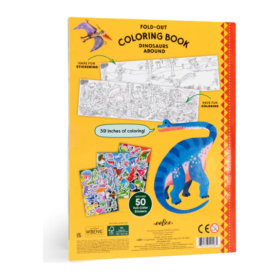 eeBoo Fold-Out Coloring Book - Dinosaurs Abound Coloring Book eeBoo   