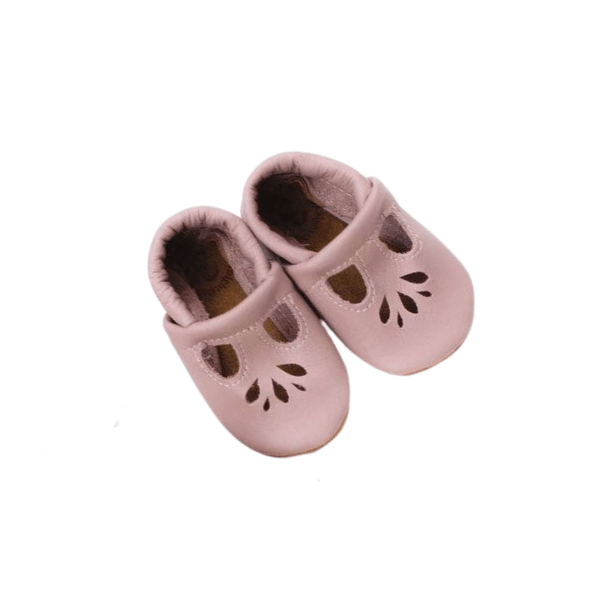Starry Knight Lotus T-Strap Shoe- Dusty Rose Baby Shoes Starry Knight Designs   