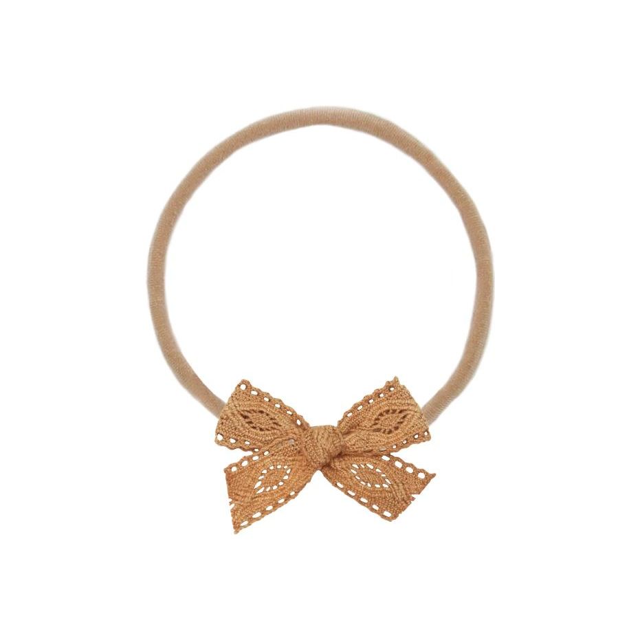 Lou Lou & Company Mini Lace Bow Headband Headband Lou Lou & Company Cinnamon  