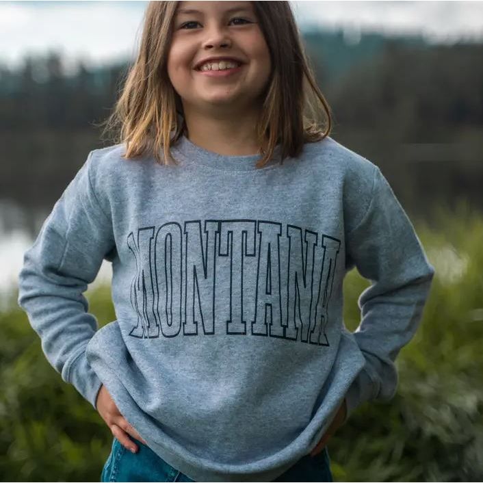 The Montana Scene- Montana Kids Sweatshirt - Heather Grey Tops & Bottoms The Montana Scene