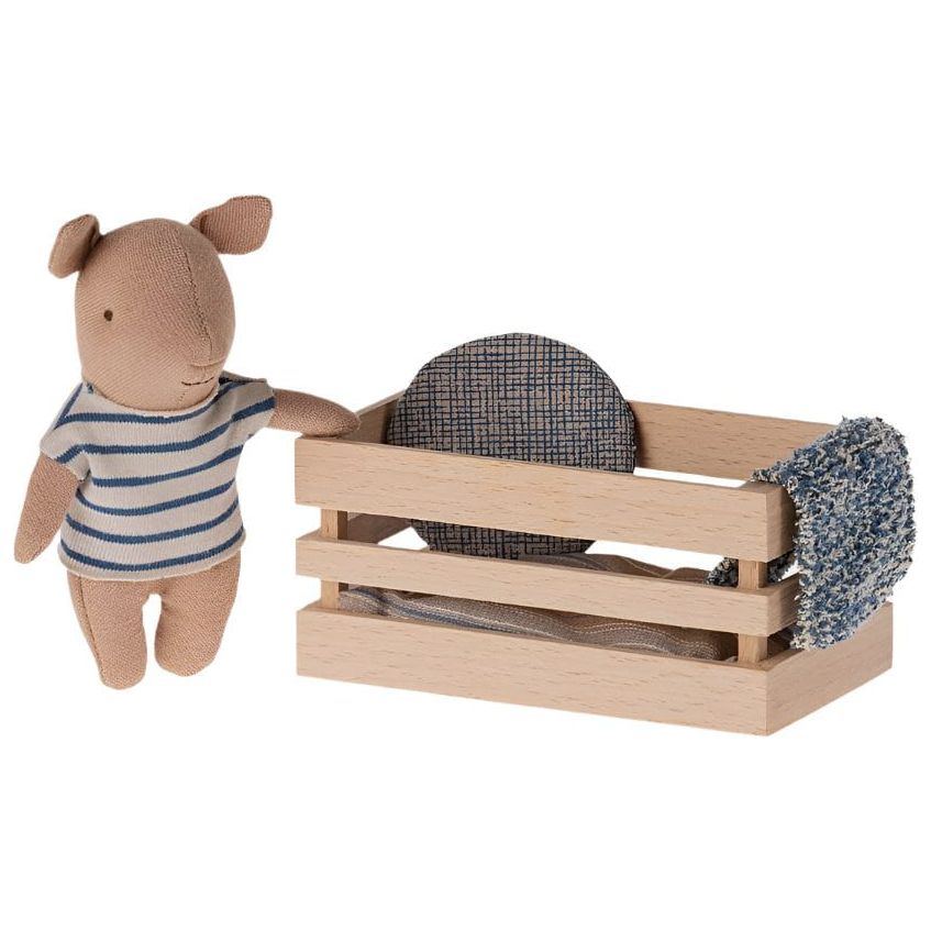 Maileg Pig in Box, Baby Blue Pig Maileg