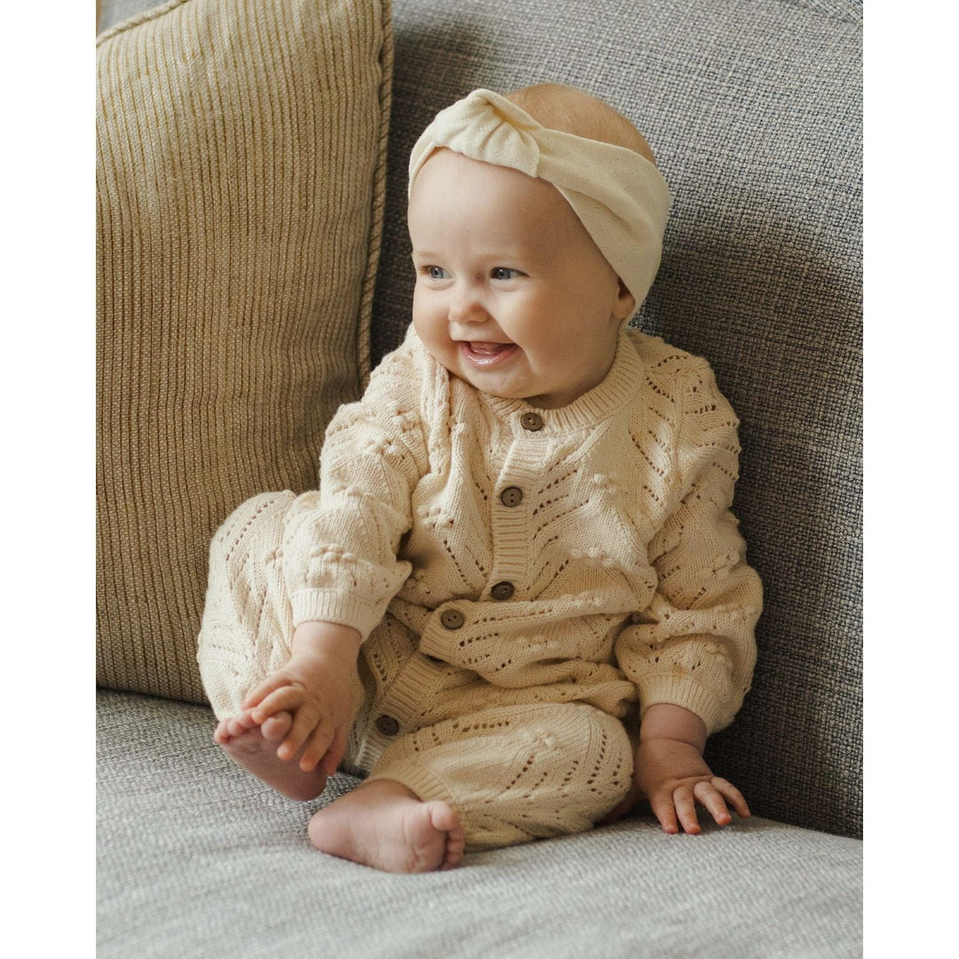 Quincy Mae Long Sleeve Bobble Romper - Natural Romper Quincy Mae   