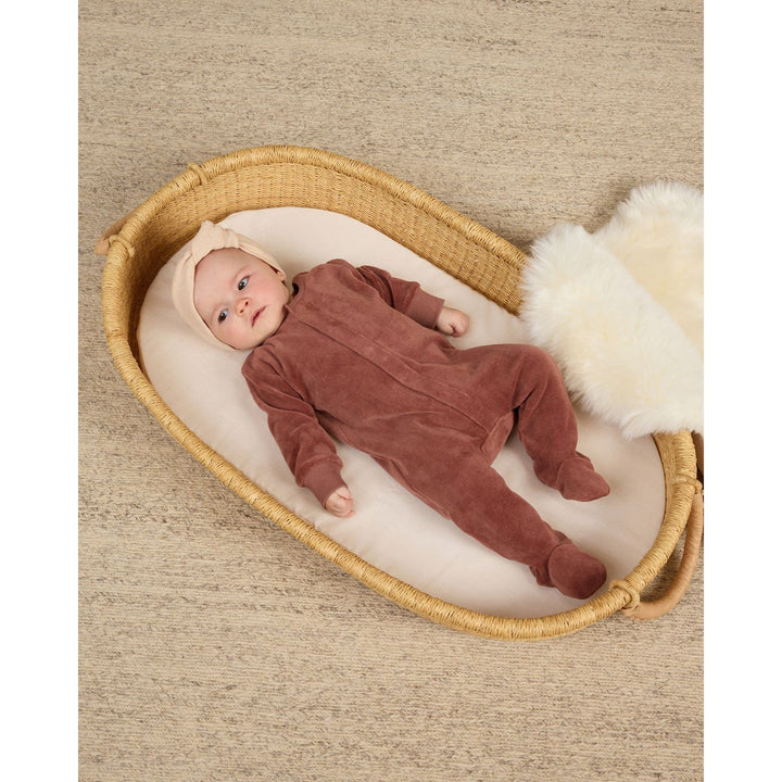 Quincy Mae Velour Hidden Snap Footie - Cranberry Footie Quincy Mae   