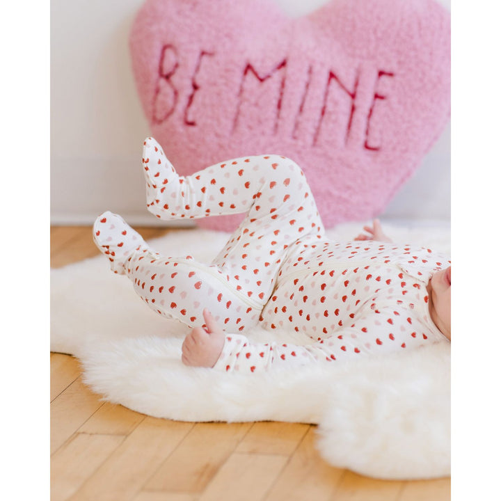 Quincy Mae Bamboo Zippered Footie - Valentines Foot Quincy Mae