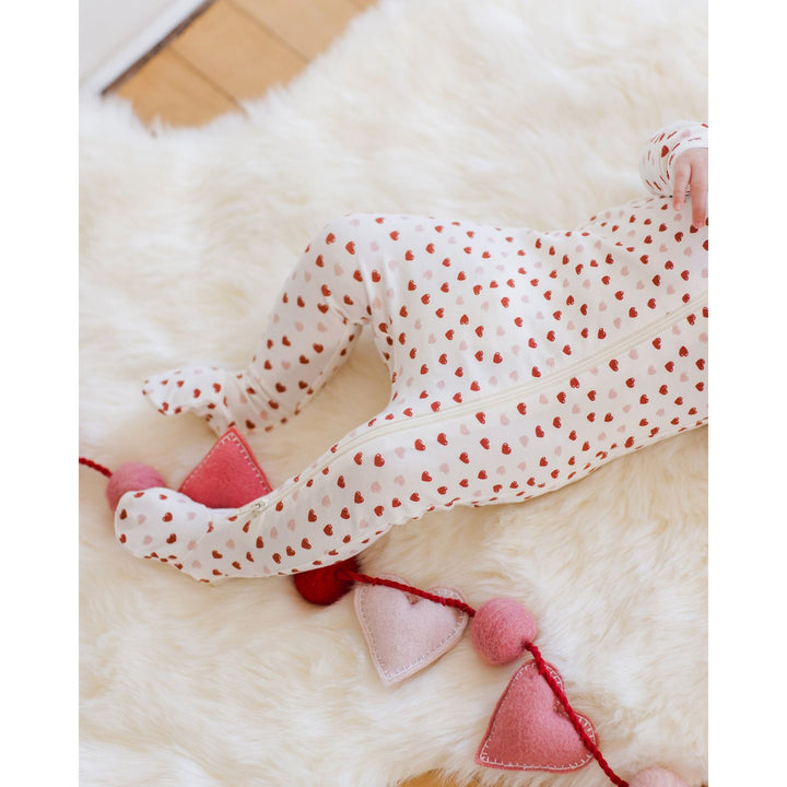 Quincy Mae Bamboo Zippered Footie - Valentines Foot Quincy Mae