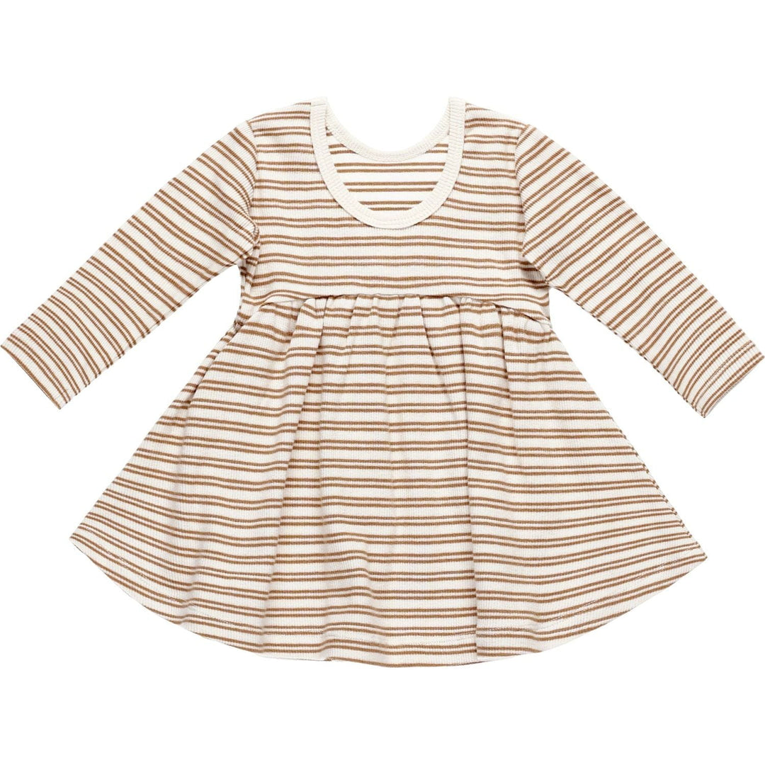 Quincy Mae Ribbed Long Sleeve Dress - Golden Stripe Dresses Quincy Mae   