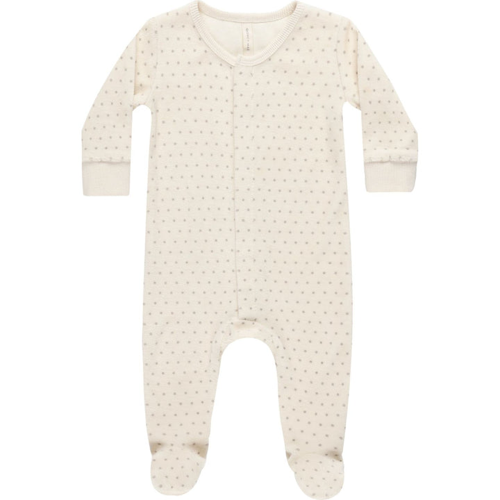 Quincy Mae Velour Hidden Snap Footie - Polka Dot Footie Quincy Mae   