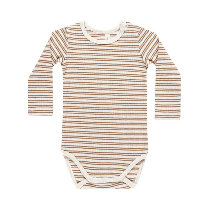 Quincy Mae Ribbed Long Sleeve Bodysuit - Golden Stripe bodysuit Quincy Mae   