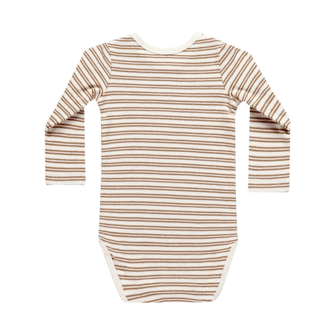 Quincy Mae Ribbed Long Sleeve Bodysuit - Golden Stripe bodysuit Quincy Mae   