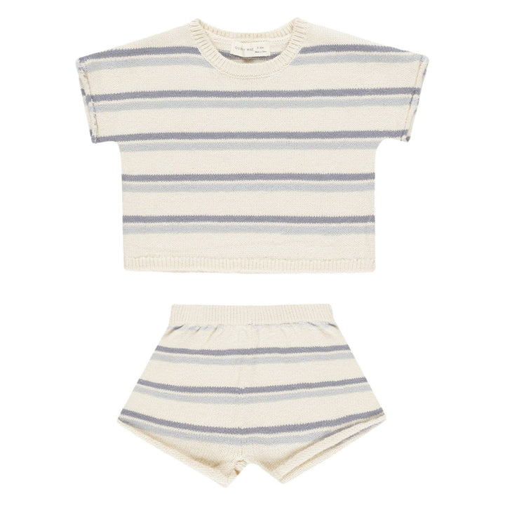 Quincy Mae Relaxed Summer Knit Set - Blue Stripe Tops & Bottoms Quincy Mae