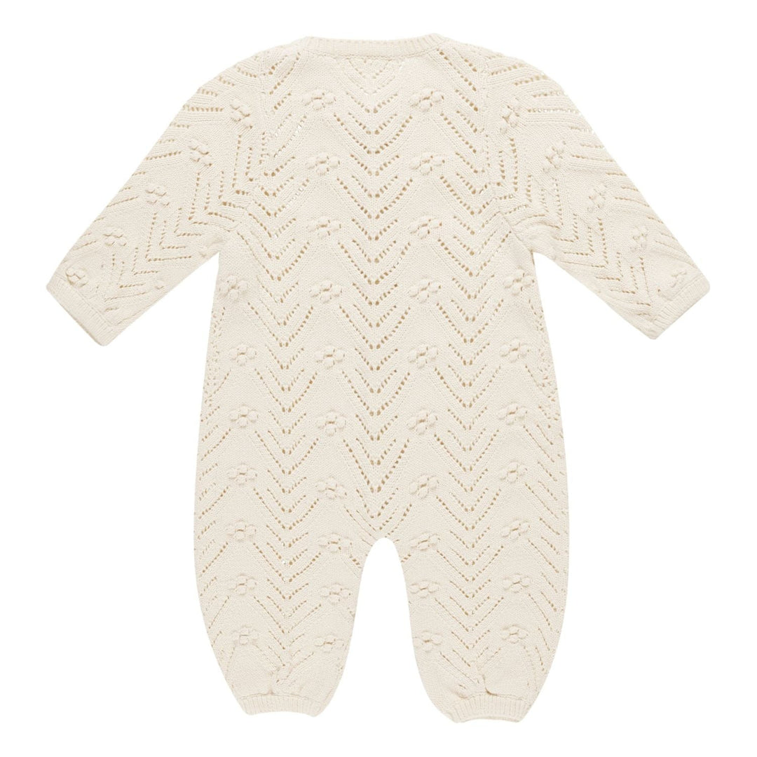 Quincy Mae Long Sleeve Bobble Romper - Natural Romper Quincy Mae   