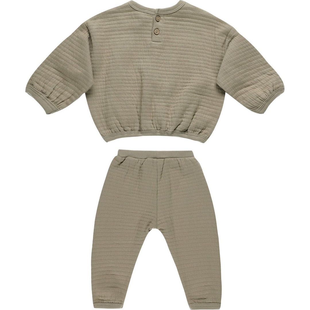 Quincy Mae Textured Sweat Set - Olive Tops & Bottoms Quincy Mae   