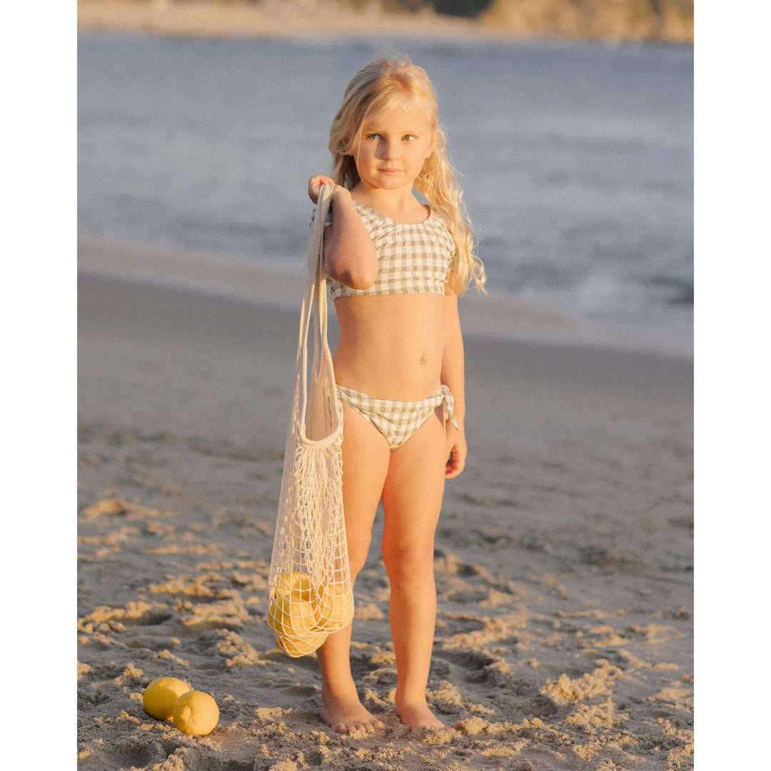 Rylee + Cru Cropped Rashguard Set - Eucalyptus Check Swimwear Rylee + Cru