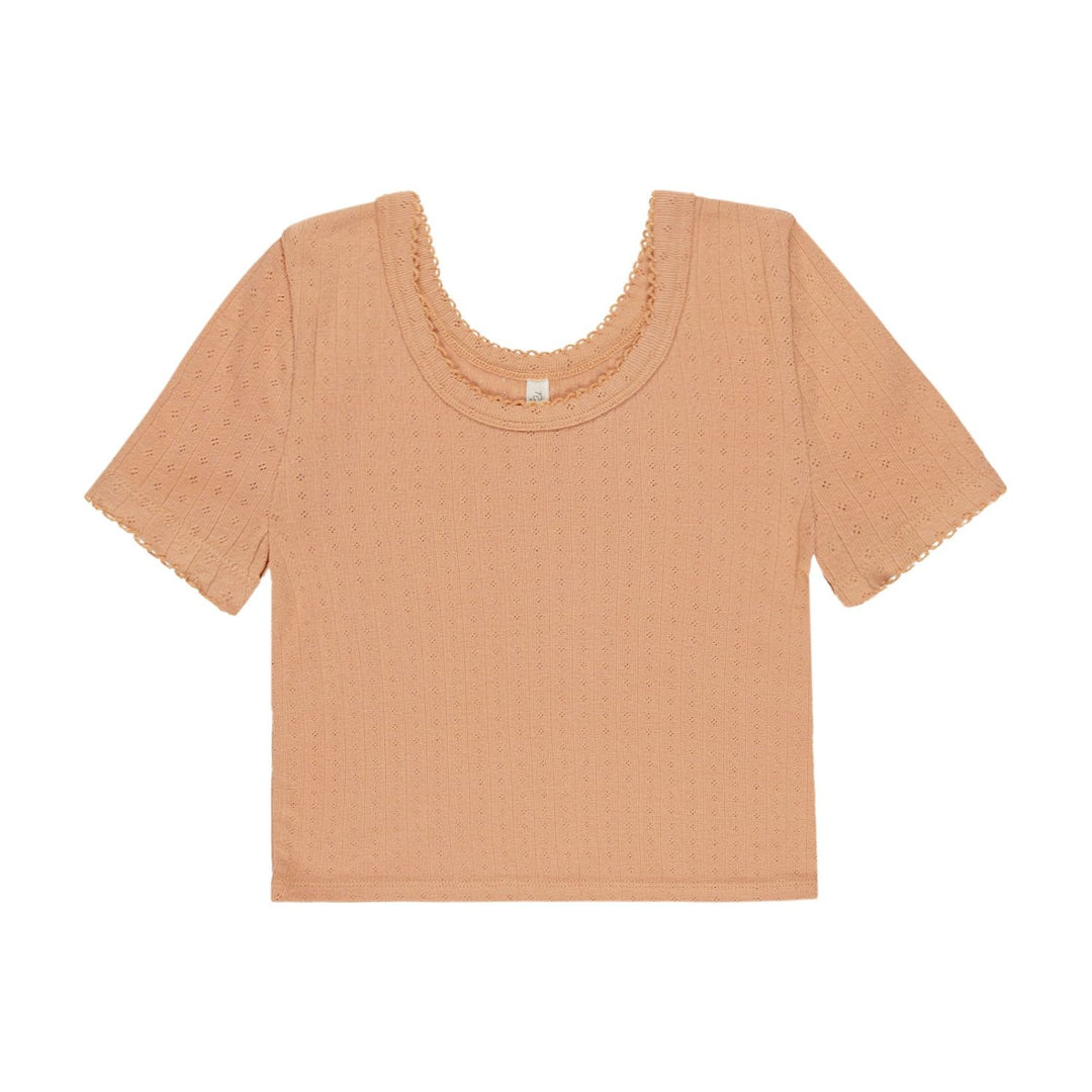 Rylee + Cru Pointelle Tee - Grapefruit Tops & Bottoms Rylee + Cru