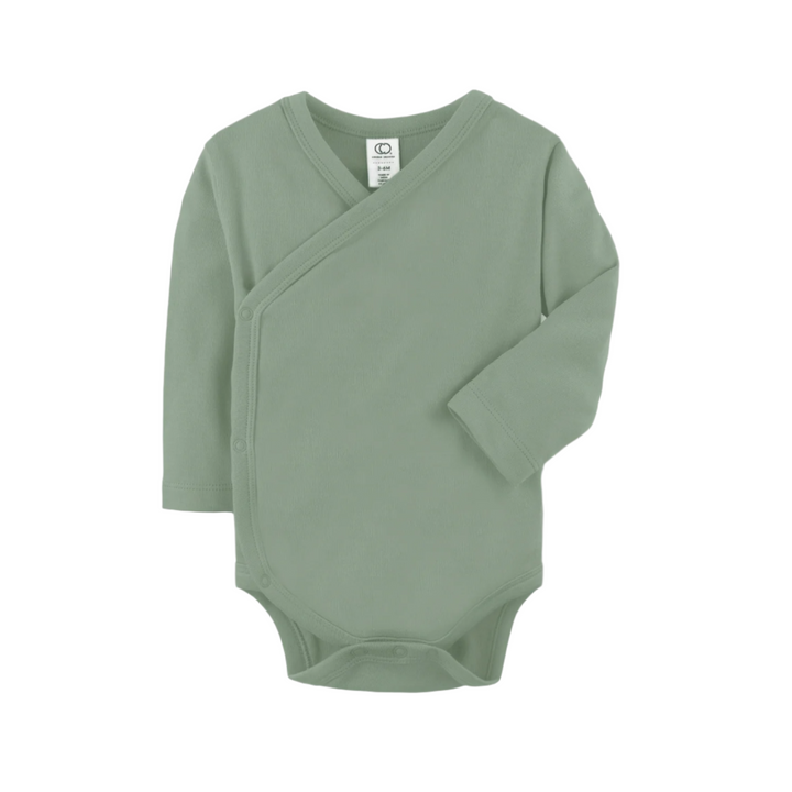 Colored Organics Long Sleeve Classic Kimono Bodysuit- Thyme bodysuit Colored Organics NB  