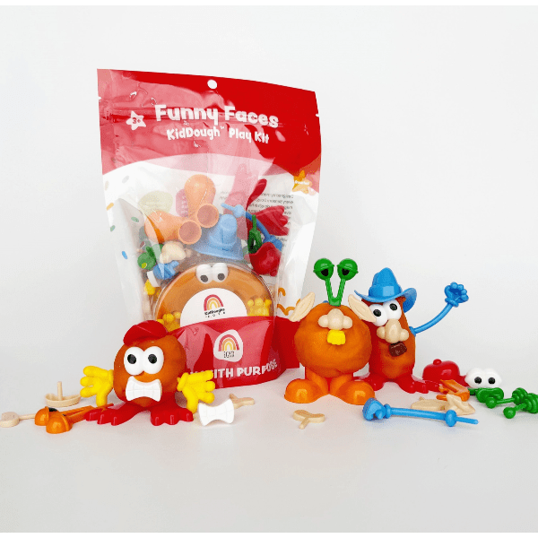 Earth Grown KidDough Play Kit- Funny Faces Clay/Dough EGKD   