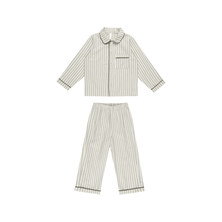 Rylee + Cru Long Sleeve Pajamas- Forest Pinstripe Pajamas Rylee + Cru   