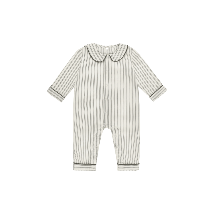 Rylee + Cru Baby Pajama Romper- Forest Pinstripe Pajamas Rylee + Cru   