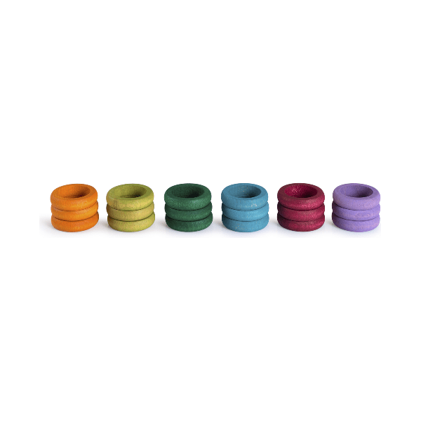 Grapat 18 Rings- 6 Complimentary Colors Wooden Toys Grapat   