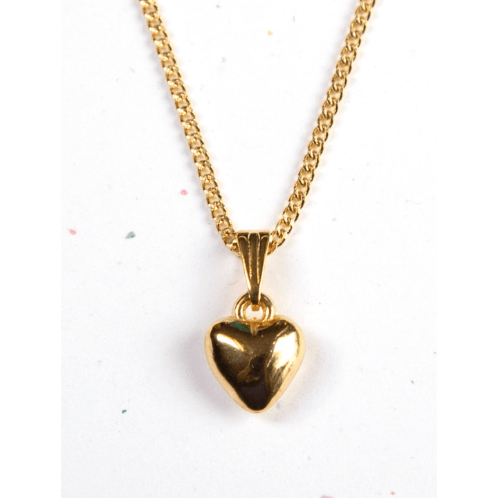 Kindred Objects- Vintage Gold Mini Puff Heart Necklace Necklace Kindred Objects