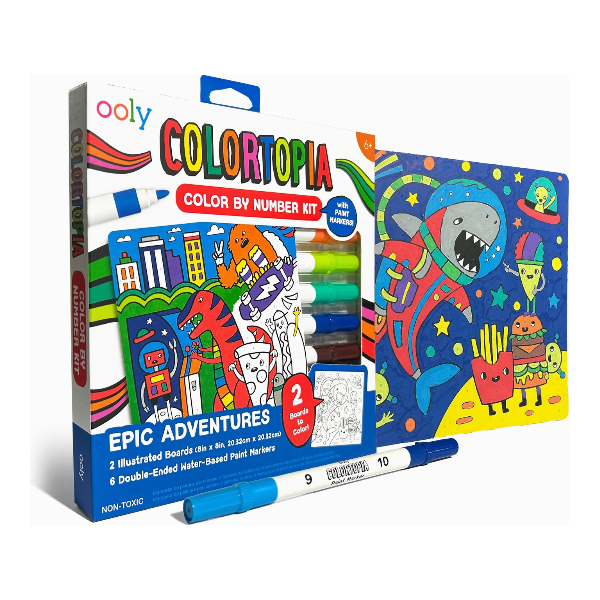 Ooly Colortopia Color By Number Paint Marker Kit- Epic Adventure Color-In Book Ooly