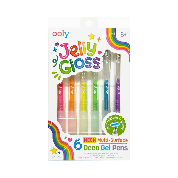 Ooly Jelly Gloss Neon Multi-Surface Deco Gel Pens - Set of 6 Markers Ooly