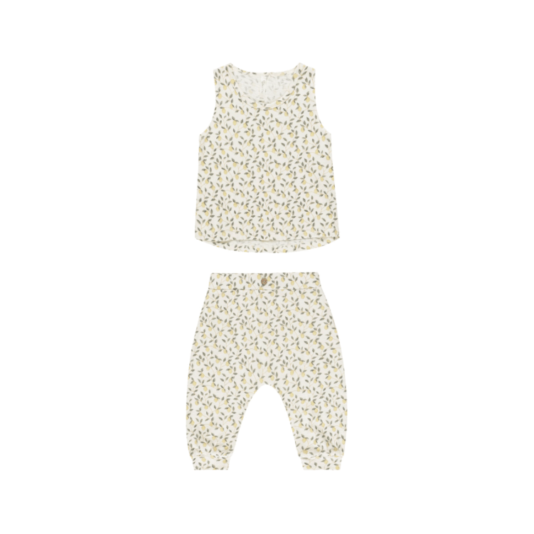 Rylee + Cru Tank & Slouch Pant Set- Lemons Tops & Bottoms Rylee + Cru 0-3M