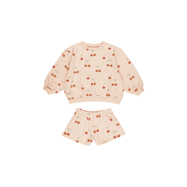 Rylee + Cru Summer Terry Set- Cherries Tops & Bottoms Rylee + Cru 12-18M