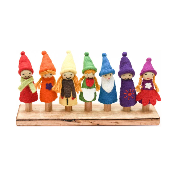 Tara Treasures Rainbow Colorful Gnomes Finger Puppet Set Finger Puppet Tara Treasures