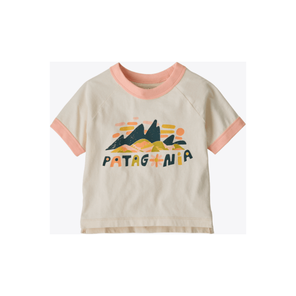 Spring 2025 Patagonia Baby Ringer T-Shirt Tops & Bottoms Patagonia Fitz Roy Superbloom: Undyed Natural 0-6M