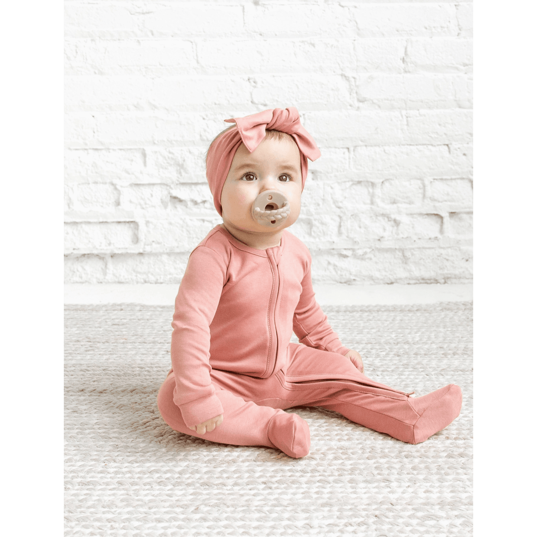 Colored Organics Peyton Zipper Sleeper- Rose Footie Colored Organics   