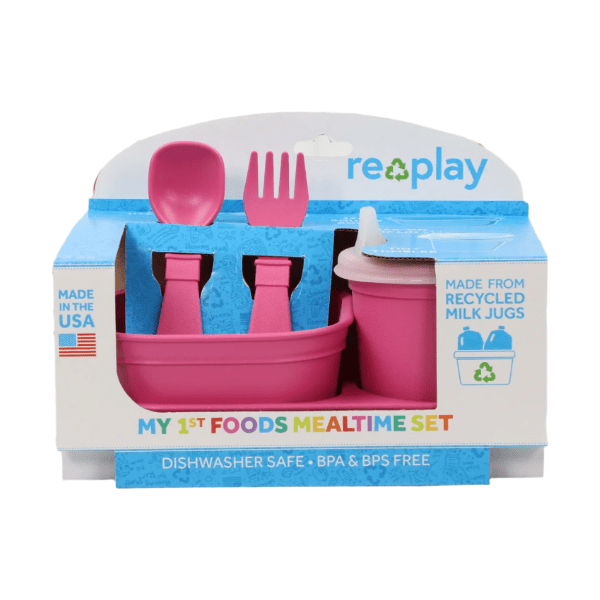 Re-Play Tiny Dining First Meals Set Mealtime Re-Play Bright Pink  