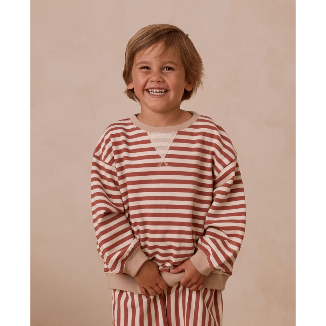 Rylee + Cru Oversized Crew- Poppy Stripe Tops & Bottoms Rylee + Cru