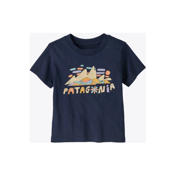 Spring 2025 Patagonia Baby Graphic T-Shirt Tops & Bottoms Patagonia Fitz Roy Superbloom- New Navy 0-6M