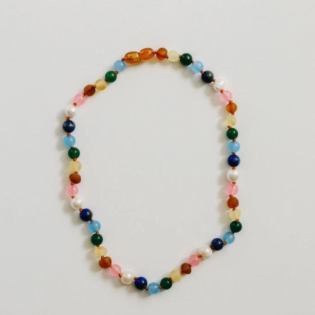 Canyonleaf Kids Raw Baltic Amber and Pearl Necklace + Sweet Pink Gemstones Pacifiers and Teething Canyonleaf   