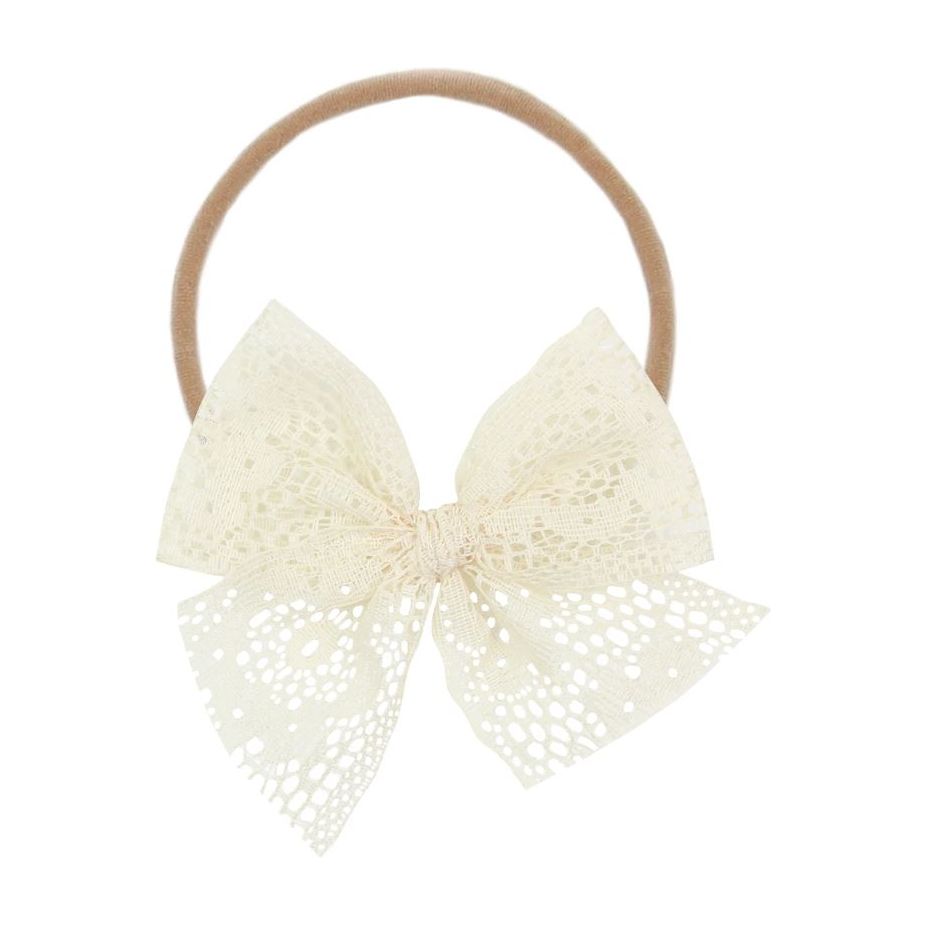 Lou Lou & Company Vintage Bow Nylon Headband Headband Lou Lou & Company Vanilla Lace  