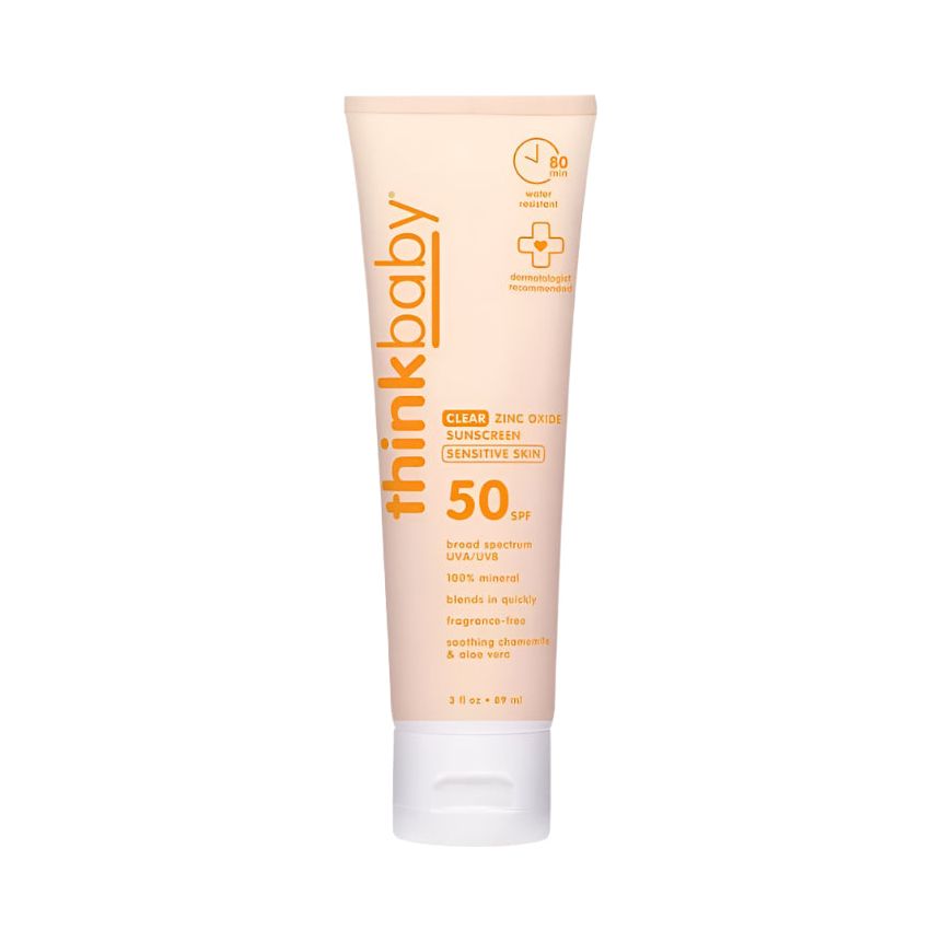 Thinkbaby New Baby Clear Zinc Sunscreen Sensitive Skin Spf 50 Sun & Insect Protection ThinkBaby